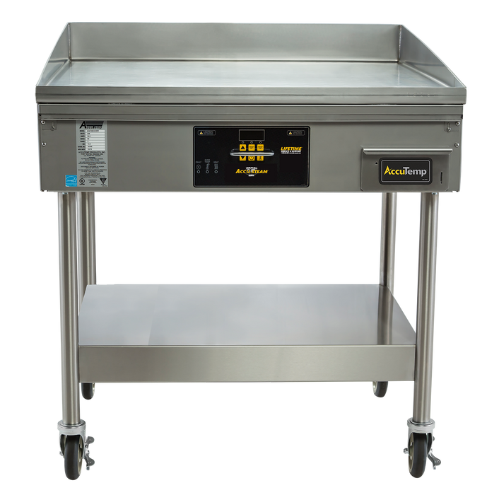 AccuTemp EGF4803A2450-S2, 24" Electric AccuSteam™ Countertop Griddle w/ Stand, 480v, 13kW