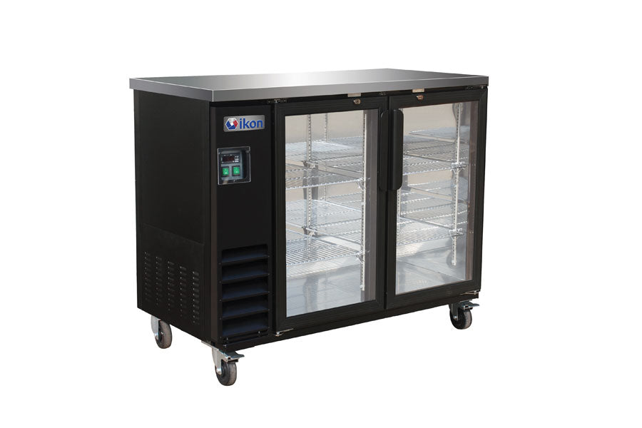 IKON IBB49-2G-24 49" Double Glass Swing Door Back Bar Refrigerator