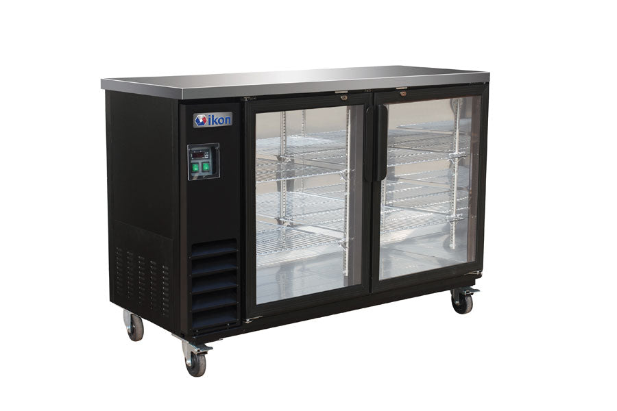 IKON IBB61-2G-24, 61" 2 Glass Swing Door Back Bar Refrigerator