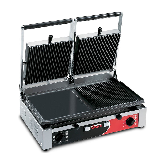 Sirman 34A3631105SI PD M Grooved Top Half Flat and Half Grooved Bottom Double Panini Grill
