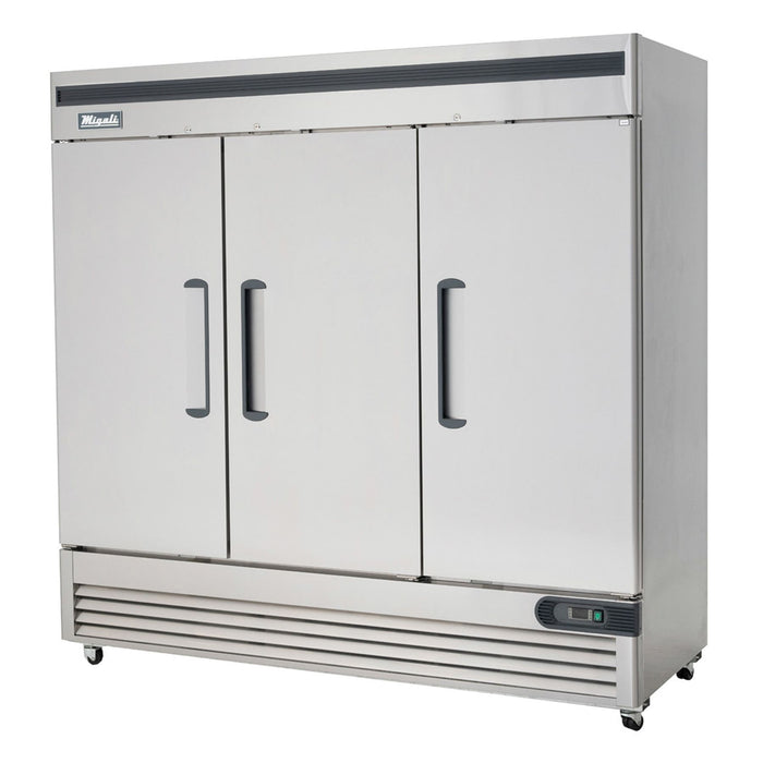 Migali C-3FB-HC 81" Three Section Triple Solid Door Reach-In Freezer, 115/208-230v/1ph