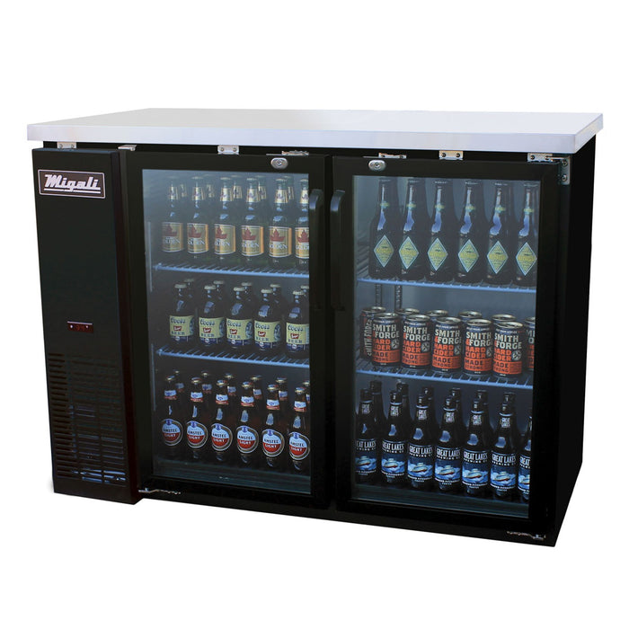Migali C-BB48G-HC 48 3/4" Glass Door Back Bar Refrigerator, 115v
