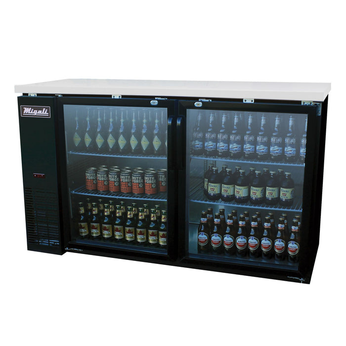 Migali C-BB60G-HC 60 4/5" Glass Door Back Bar Refrigerator, 115v